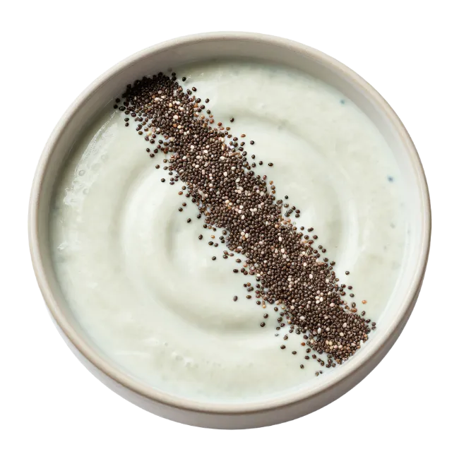 Bowl of creamy yogurt with chia seeds