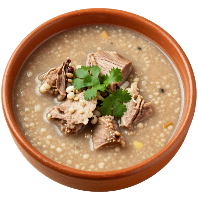 Bowl of Hearty Meat and Grain Soup