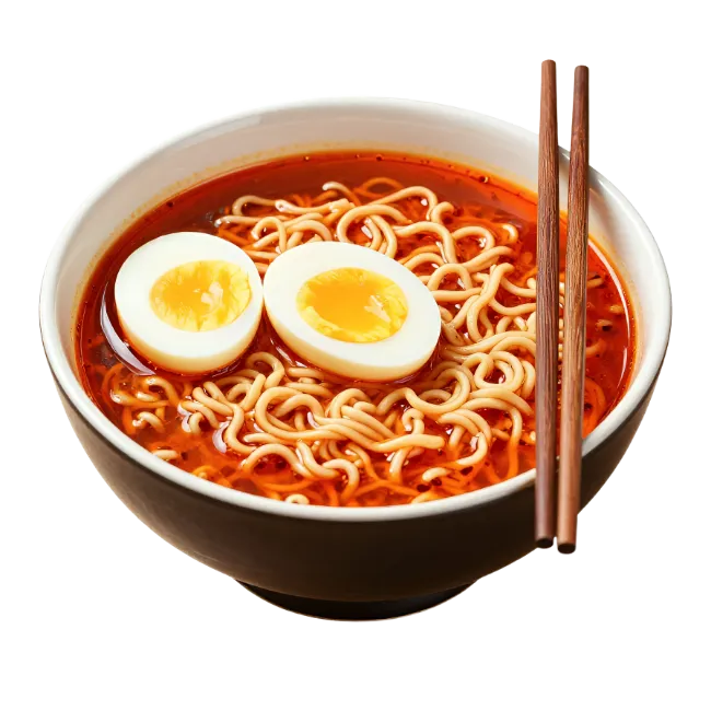 Bowl of Spicy Ramen Noodles with Egg