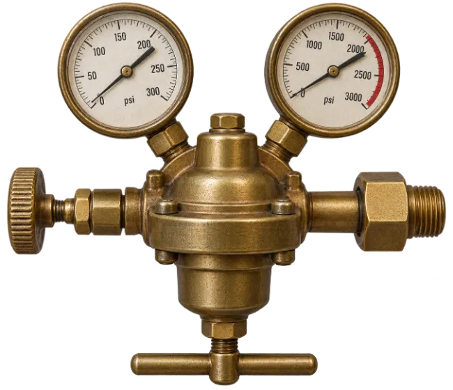 Brass Dual Gauge Gas Pressure Regulator