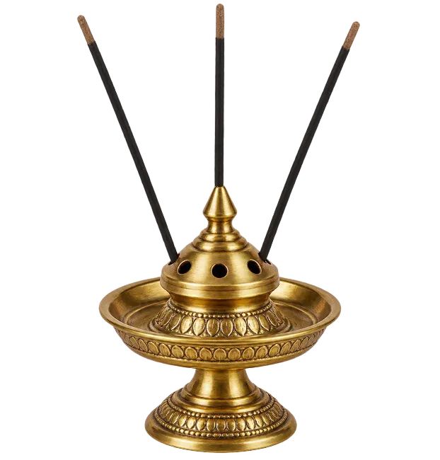 Brass Incense Burner with Three Sticks