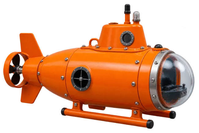 Bright Orange Model Submarine with Clear Dome