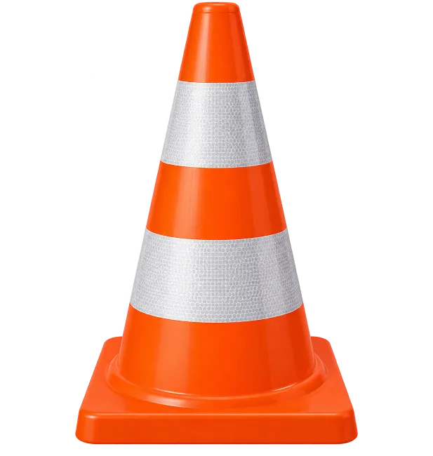 Bright Orange Traffic Cone with Reflective Stripes