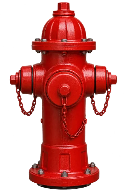 Bright Red Fire Hydrant Isolated on Black