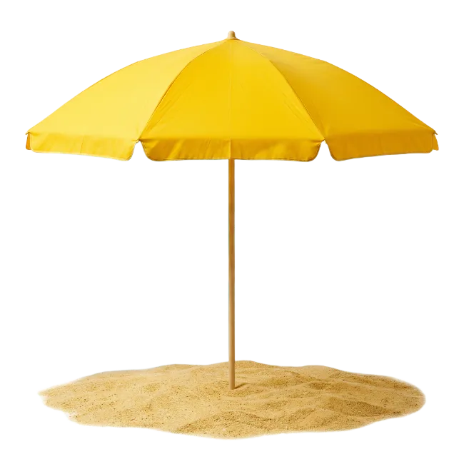 Bright Yellow Beach Umbrella in Sand
