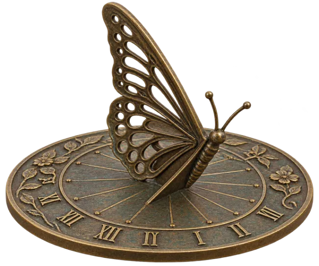 Bronze Butterfly Sundial Clock