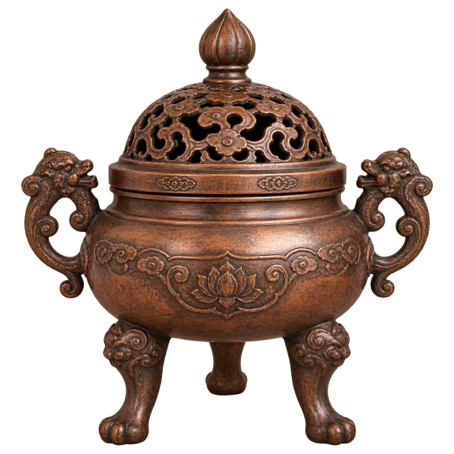 Bronze Incense Burner with Dragon Handles
