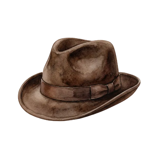 Brown Fedora Hat Watercolor Illustration