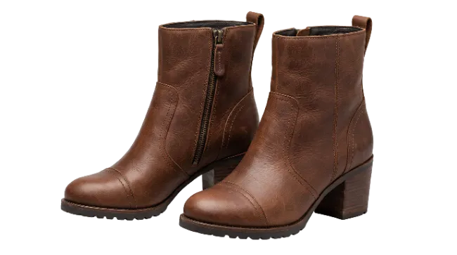 Brown Leather Ankle Boots with Heels