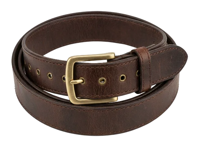 Brown Leather Belt with Metal Buckle