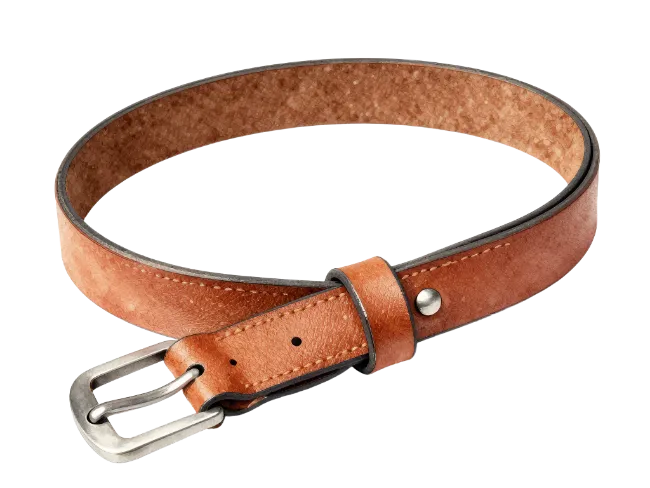 Brown Leather Belt with Metal Buckle