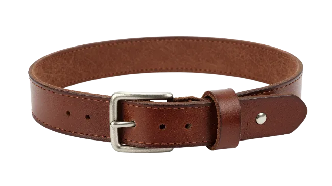 Brown Leather Belt with Silver Buckle