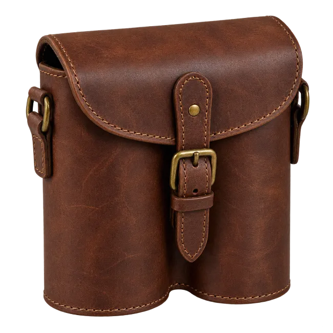 Brown Leather Binocular Case with Buckle