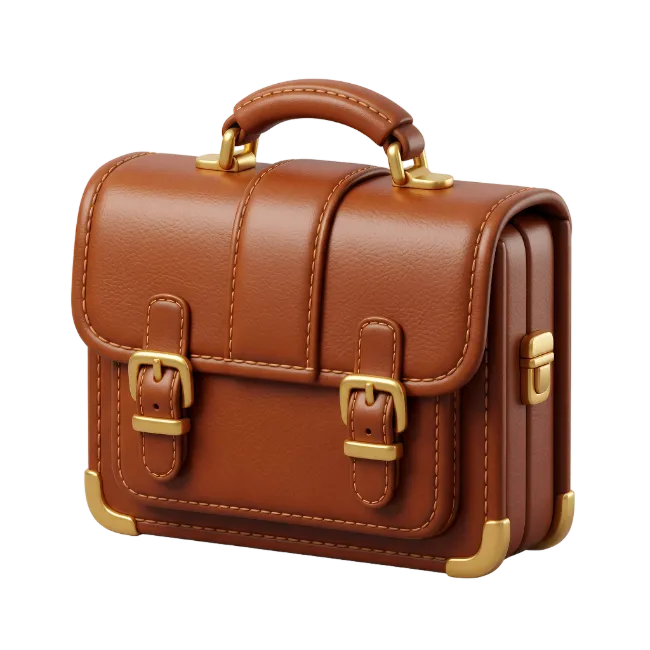 Brown Leather Briefcase with Gold Buckles