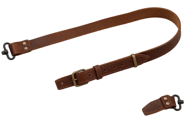 Brown Leather Camera Strap with Metal Buckles