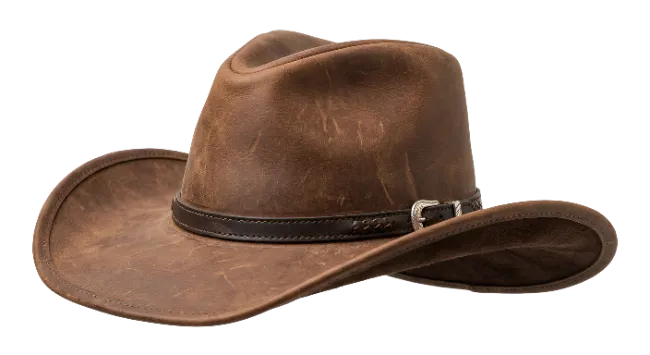 Brown Leather Cowboy Hat