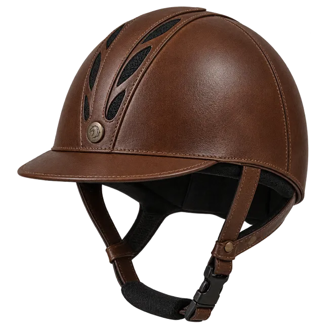 Brown Leather Equestrian Riding Helmet