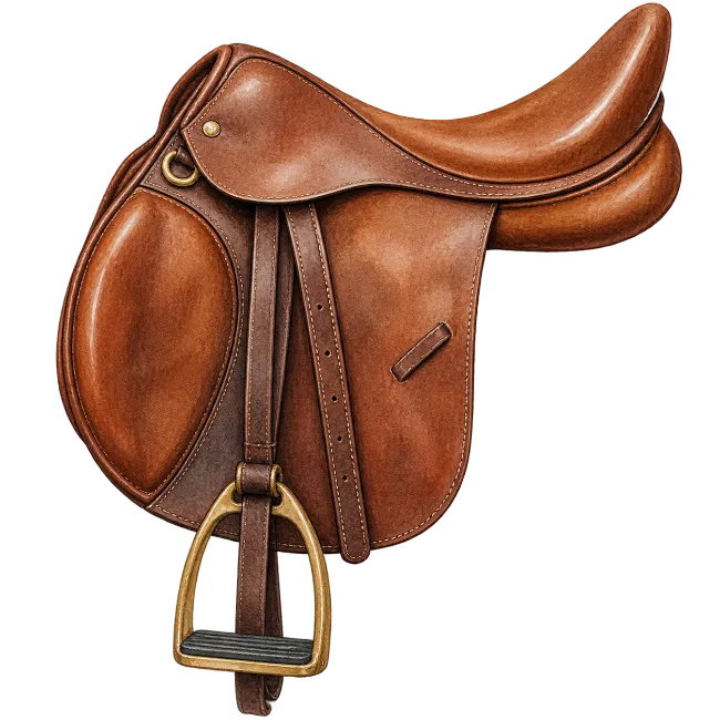 Brown Leather Horse Saddle Illustration