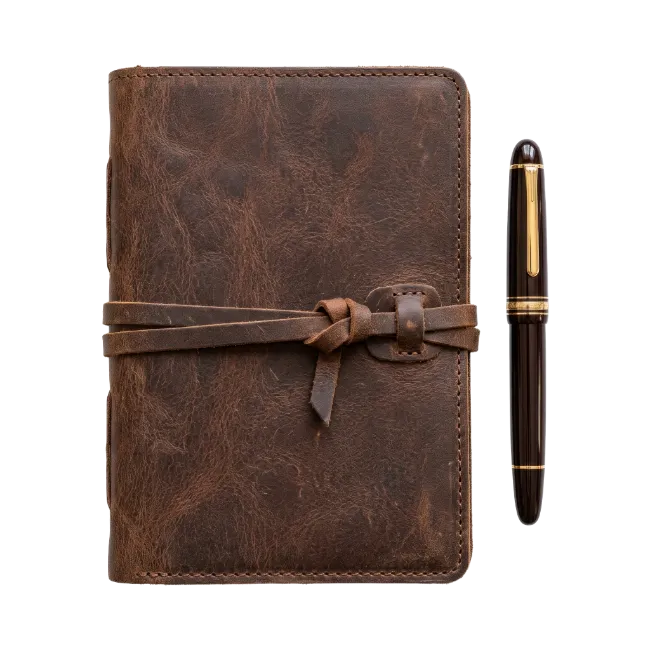 Brown Leather Journal with Fountain Pen
