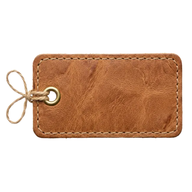 Brown Leather Label Tag with Twine Bow