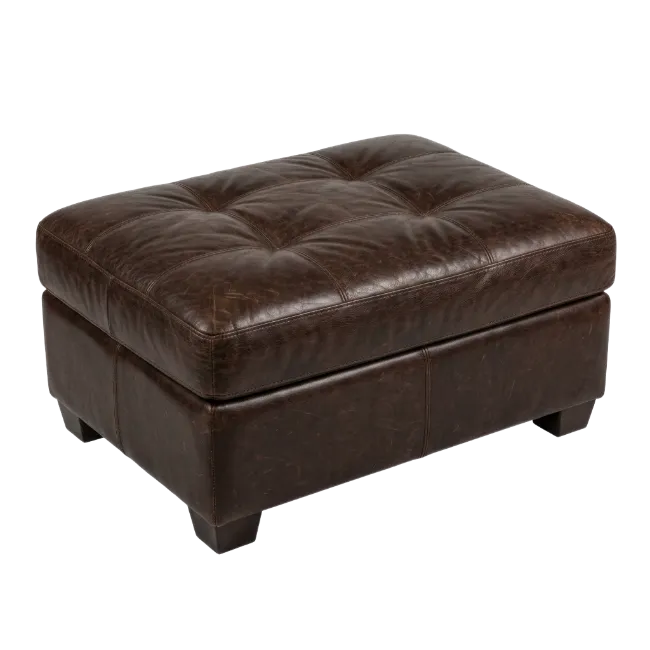 Brown Leather Ottoman Footrest