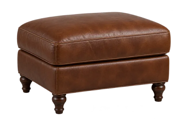 Brown Leather Ottoman Footstool