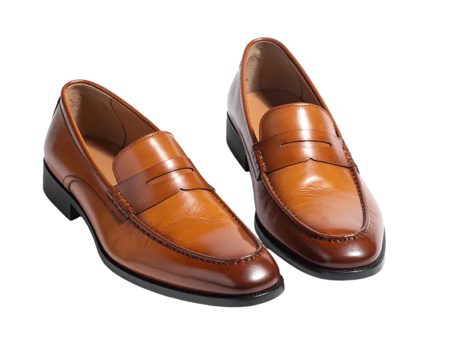Brown Leather Penny Loafers for Men