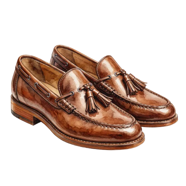 Brown Leather Tassel Loafers for Men
