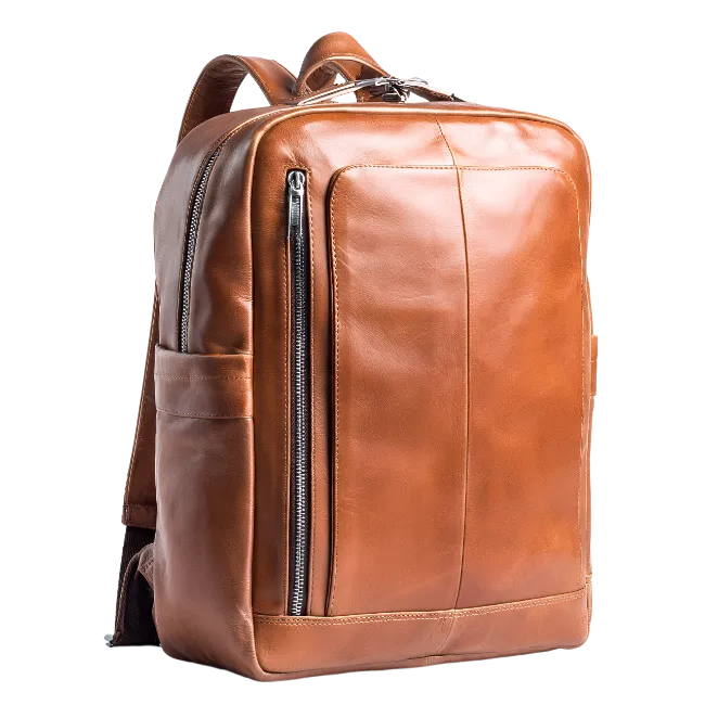 Brown Leather Travel Backpack