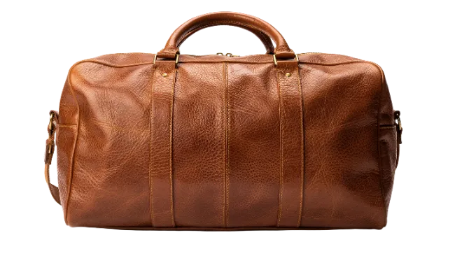 Brown Leather Travel Duffel Bag