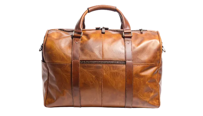 Brown Leather Travel Duffel Bag
