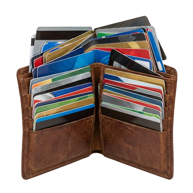 Brown Leather Wallet Full of Credit Cards