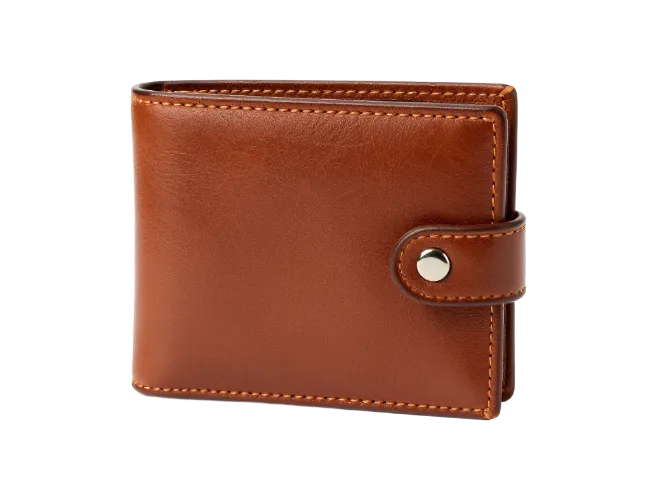Brown Leather Wallet on White Background