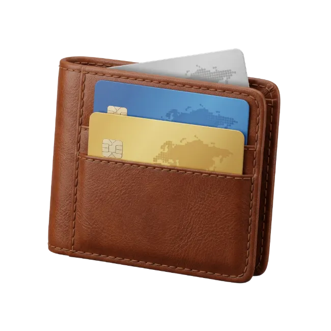Brown Leather Wallet with Credit Cards