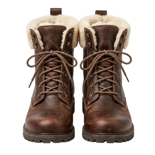 Brown Leather Winter Boots