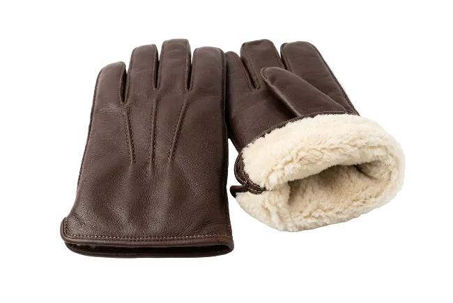 Brown Leather Winter Gloves