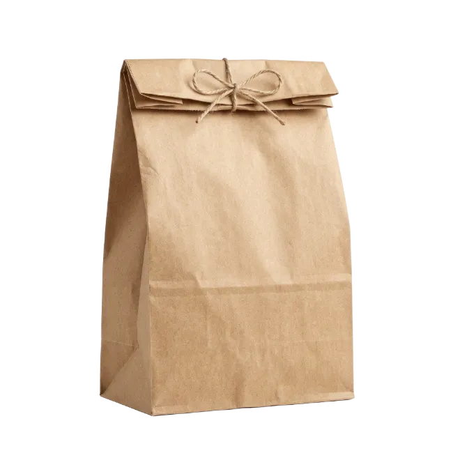 Brown paper bag tied with twine bow