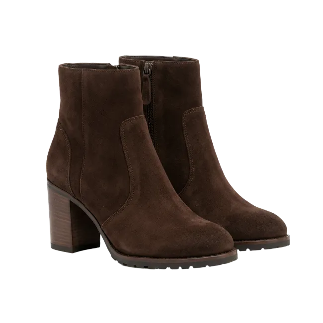 Brown Suede High Heel Ankle Boots