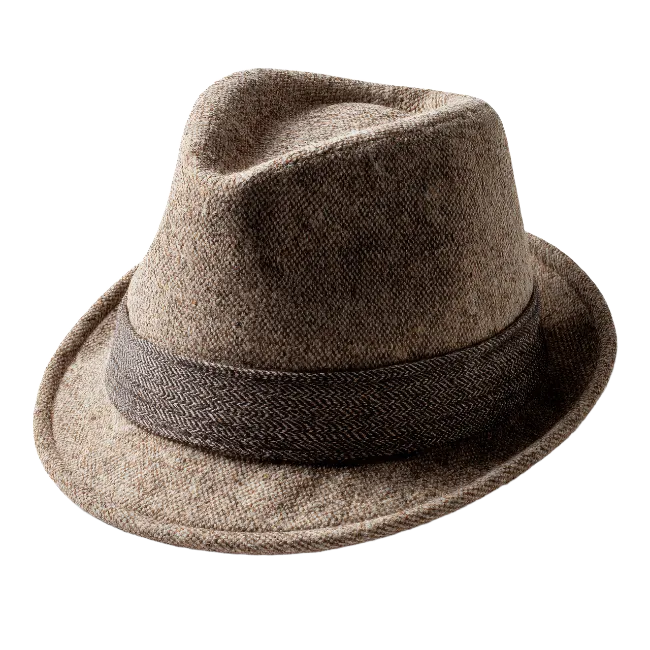 Brown Tweed Fedora Hat with Band