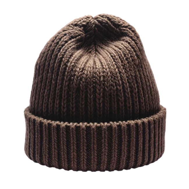 Brown Winter Knit Beanie Hat