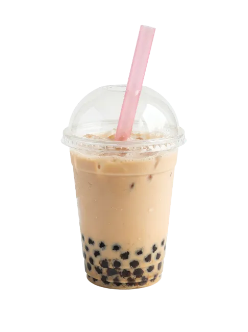 Bubble Milk Tea Cup With Pink Straw