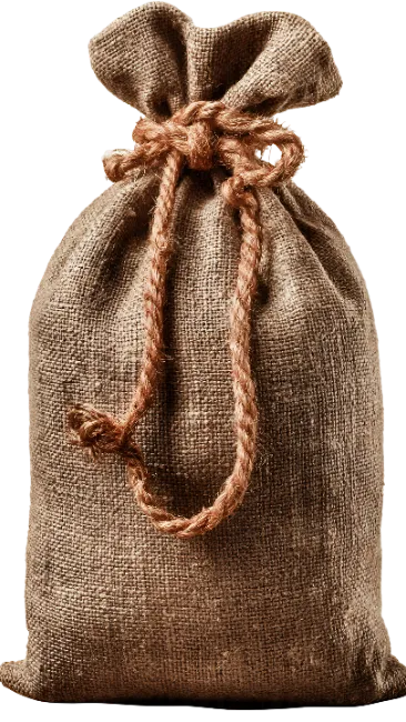 Burlap Sack Tied With Rope