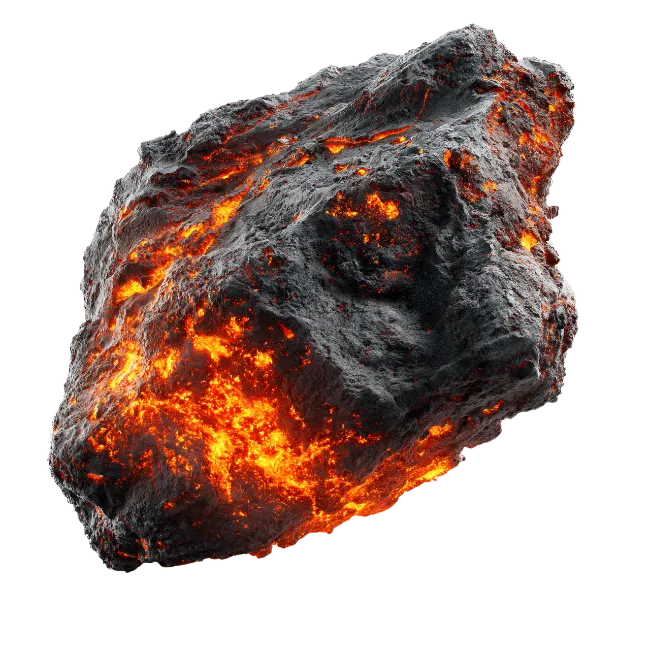 Burning Volcanic Rock and Magma Fragment