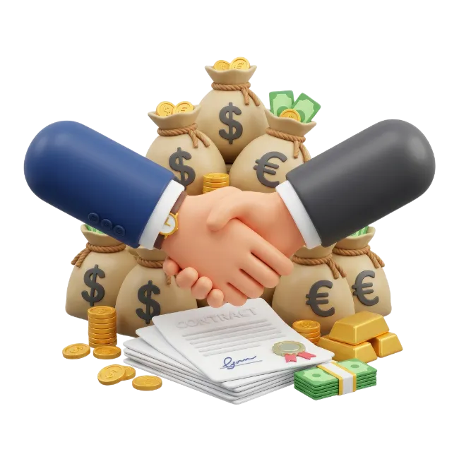 Business Handshake With Money And Contract