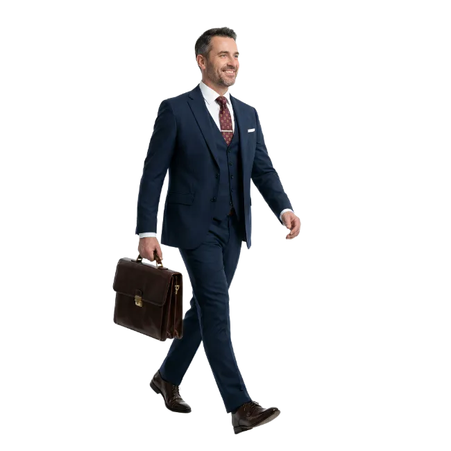 Businessman walking with briefcase