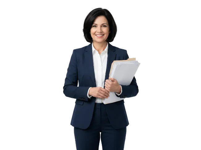 Businesswoman holding documents