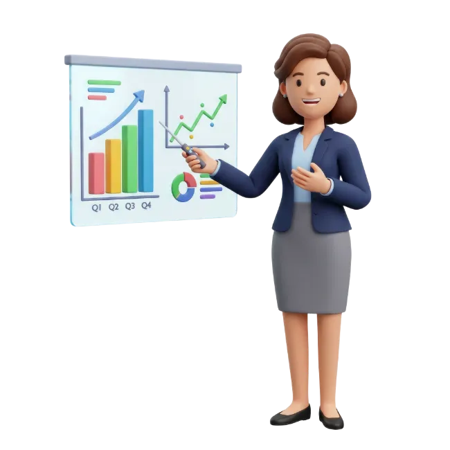 Businesswoman Presenting Financial Growth Chart