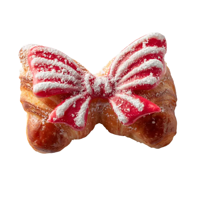 Butterfly Shaped Pastry with Red Glaze and Powdered Sugar