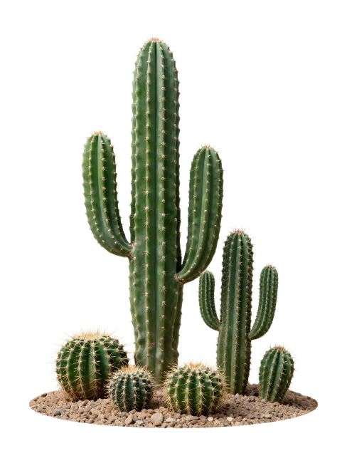 Cactus Plant Arrangement with Pebbles