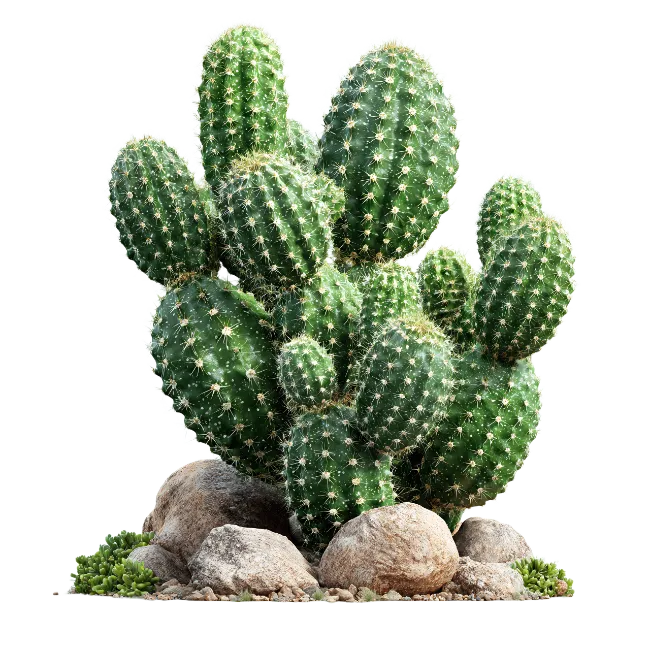 Cactus Plant With Rocks